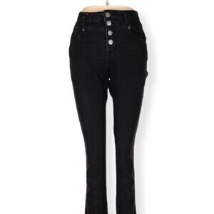 MODCLOTH BUTTON FLY FIVE POCKET JEANS BLACK SIZE 00